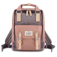 Himawari School Waterproof Backpack 14.9" College Vintage Travel Bag for Women，14 inch Laptop for Student (pink&Gray)