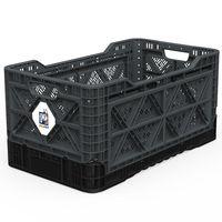 BIGANT Heavy Duty Collapsible & Stackable Plastic Milk Crate - IP734235, 23.8 Gallons, Large Size, Charc.Gray, Set of 1, Absolute Snap Lock Foldable Industrial Storage Bin Container Utility Basket