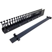 1U 25 Slot Easy Access Lid Cable Manager (Plastic Fingers/Metal Base & Lid) Server Rack Wire Management System