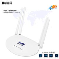 KuWFi 4G LTE SIM Router Wireless WiFi Internet 300Mbps Unlocked with 4pcs Non-Detachable Antennas Mobile WiFi Hotspot for B2/B4/B5/B12/B17