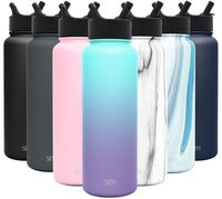 Simple Modern 40 oz Summit Water Bottle with Straw Lid - Gifts for Men & Women Hydro Vacuum Insulated Tumbler Flask Double Wall Liter - 18/8 Stainless Steel Ombre: Tropical Seas
