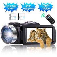 Video Camera Camcorder Vlogging Camera Full HD 1080P 30 FPS 24.0 MP YouTube Digital Camera with IR Night Vision 3.0" IPS Screen 16X Zoom Vlog Camera with Remote Control, 2 Batteries