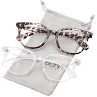 MEETSUN Blue Light Blocking Glasses for Women Men Nerd Eyeglasses Frame,Anti Eye Strain Computer Glasses for Reading/Gaming (Leopard + Clear / 2 PACK, 0.0)