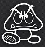 NINTENDO SUPER MARIO'S BROTHER VILLIAN GOOMBA VINYL STICKERS SYMBOL 5.5" DECORATIVE DIE CUT DECAL FOR CARS TABLETS LAPTOPS SKATEBOARD - WHITE