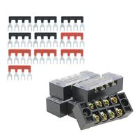 YXQ 600V 15A 4 Positions Double Row Screw Terminal Barrier Strip Block and 15A 4 Positions (5+5) Red Black Pre-Insulated Fork Type Jumper Strip