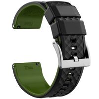 Ritche Silicone Watch Bands 18mm 20mm 22mm Quick Release Rubber Watch Bands for Men Women (Black/Army Green/Silver, 22MM)