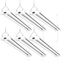Sunco Lighting 6 Pack LED Utility Shop Light, 4 FT, Linkable Integrated Fixture, 40W=260W, 5000K Daylight, 4100 LM, Frosted Lens, Surface/Suspension Mount, Pull Chain, Garage - ETL, Energy Star