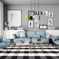 KIMODE Cotton Buffalo Plaid Area Rug 5' 7" x 7' 7",  Black/White Hand-Woven Checkered Floor Mats, Modern Collection Rugs Machine Washable Collection Rugs Carpet for Bedroom,Living Room