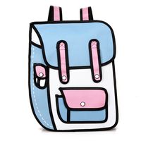 Nuobo 3D Drawing Paper Backpack School Bag Comic Vintage Backpack Laptop Bag for Teenagers (Blue Pink)