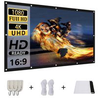 Projection Screen 100 inch 16:9 Foldable Anti-Crease Portable Projector Movies Screen HD 4K Design Hanging Hole Grommets Projection Home Indoor Outdoor Movie Match Party