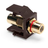 Leviton 40830-BBR QuickPort RCA, Gold-Plated Connector with Red Stripe, Brown