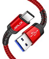 USB C 3.0 Cable Fast Charging, JSAUX 2 Pack [6.6ft+6.6ft] USB A 3.0 to Type C Charger Cord Nylon Braided Compatible with Galaxy S10 S9 S8 Plus Note 10 9 8, Moto Z, LG V30 V50 G8 G6 and More (Red)