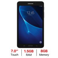 Samsung Galaxy Tab A 7.0'' Touchscreen (1280 x 800) Wi-Fi Tablet, Quad-Core 1.3GHz Processor, 1.5GB RAM, 8GB Memory, Dual Cameras, Bluetooth 4.2, Up to 11 hrs Battery Life, Android OS, Black