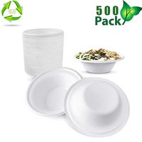 OURhome Disposable Bowl Compostable Biodegradable Heavy Duty Eco-Friendly, Dip Soup Bowl, Serving Bowls, Snack Trays, Alternative to Paper & Plastic Bowls(500 Pcs)