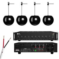 OSD Audio PA90 Commercial Amplifier, 16g Speaker Wire, Four (4) 6.5" 2-Way Pendant Speakers (Black)