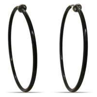 Aloha Earrings - Clip On Hoop Earrings for Women - Silver and Gold-Tone Brass Spring Hoops for Non-Pierced Ears (Black XL)