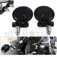 HTTMT MT079-1 inch- Round Rearview Bar End Side Mirrors Compatible with Motorcycle Chopper Cafe Racer