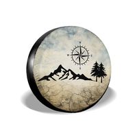 Louise Morrison Nature Mountain Compass Spare Tire Cover Waterproof Universal Spare Wheel Tire Cover Fit for Jeep Trailer RV SUV 14" 15" 16" 17"