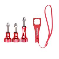 SUREWO Aluminum Alloy 1pc Long Thumbscrew & 2pcs Short Thumbscrew Set + Wrench Compatible with Gopro Hero 8/7/(2018) 6/5 Black,5/4 Session,4 Silver,3+,DJI Osmo Action and More (Red)