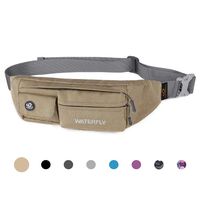 Waterfly Fanny Pack Slim Soft Polyester Water Resistant Waist Bag for Man Women Carrying iPhone Xs / 8 Plus Samsung S10 Plus/Note 8 (Khaki)