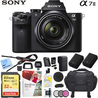 Sony Alpha a7II Mirrorless Camera with 28-70mm F3.5-5.6 OSS Lens Bundle with 32GB Memory Card, Camera Bag for DSLR, Camera Battery, Battery Charger, Paintshop Pro 2018 and 40.5mm Filter Kit