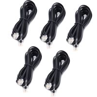 Sscon 10ft Black Telephone Landline Extension Cord Cable Line Wire with Standard RJ-11 6P4C Plug (Pack of 5)