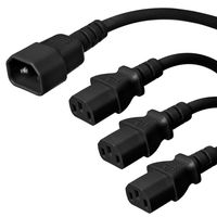 IEC C14 to 3X C13 Y Splitter Cord - 8 Foot, 10A/250V, 18/3 AWG - Iron Box Part # IBX-2705-08