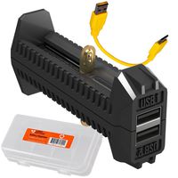 Nitecore F2 Flex Portable Dual-Port USB Battery Charger & LumenTac Battery Organizer