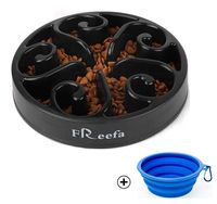 Freefa Slow Feeder Bloat Stop Food Maze Interactive Puzzle Non Skid, Come with Free Travel Bowl (Black, for Medium Dog and Puppy)