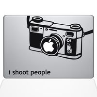 The Decal Guru I Shoot People Camera Decal Vinyl Sticker, 11" MacBook Air, Black (1647-MAC-11A-BLA)