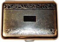 Budd Leather Stainless Steel Pill Box with Paisley Design and Engraving Area, Large