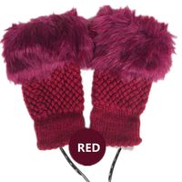 1 Pair 2 Pack DECVO Winter Powered Warmer Thicken Fingerless USB Heated Gloves Plush Warm Cold-Proof Knitted Half Finger Laptop Mittens USB Warm Gloves for Women Teen Girls Best Winter Gift (RED)