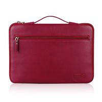 FYY 12-13.5" [Premium Leather] Laptop Sleeve Case Cover Bag for MacBook Pro/ MacBook Air/ iPad Pro 12.9 2018 2017 2016, Laptop Bag for 12"-13.5" Surface Lenovo Dell HP ASUS Acer Chromebook Wine Red