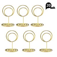 Jofefe 20pcs Mini Place Card Holders, Cute Table Number Holders, Classy Table Card Holder Table Picture Stands, Elegant Wire Photo Holder Menu Memo Clips, Idea for Wedding, Anniversary Party (Gold)