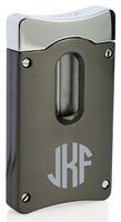 Personalized Caseti Gunmetal Wedge V Cigar Cutter with Free Laser Engraving (Circle Monogram)