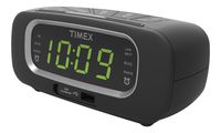 Timex T2351B FM Dual Alarm Clock Radio with USB Charging Port Digital Tuning Large 0.9-Inch Green LED Display and Aux-in Jack