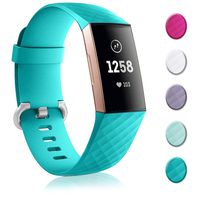 Bands Replacement Compatible for Fitbit Charge 3, Adjustable Wrist Accessories Sport Wristbands for Women&Men (Large, Light Blue)