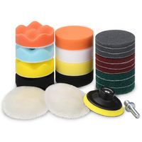 MATCC Polishing Scouring Pads Wool Buffing Pads Kits 3 Inch with Drill Adapter Backing Pad Paint Scratch Repair Polishers Kits Car Foam Drill Polishing Pad Kits for Sanding Glazing Polishing Waxing