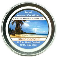 Premium 100% All Natural Soy Wax Aromatherapy Candle - 2oz Tin - Island Coconut: The Sun infused notes of fresh coconut, sweet pineapple and a hint of creamy vanilla unite in our Island Coconut fragrance oil.