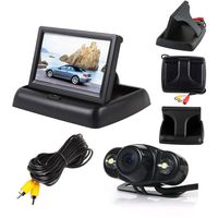4.3" LCD Foldable Monitor Car Vehicle Rear View Kit + 2 LED Night Vision Car Reversing Parking Camera Waterproof 170°