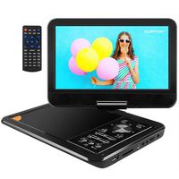 APEMAN 11.5'' Portable DVD Player with 9.5'' Swivel Screen Remote Controller Support SD Card USB DVD AV in/Out Earphone Speaker 5 Hours Built in Rechargeable Battery for TV Kids Car Travel Companion