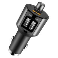 Bluetooth FM Transmitter Car Charger Kit Audio Adapter Radio Receiver Wireless Music Modulator with Hands-free Call Flash Drive/TF Card Reader/MP3 Player Supported Dual USB Ports 5V 2.4A & 5V 1A