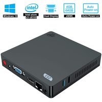 Mini PC Fanless, Windows 10 (64-bit) Intel x5-z8350 4G/64GB eMMC Mini Desktop Computer, Support Auto Power On/HDMI&VGA/ 1000M LAN/Dual WiFi/ 4K