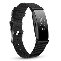 NAHAI Compatible with Fitbit Inspire HR Bands/Fitbit Inspire Band, Canvas Woven Fabric Bands Quick Release Strap Breathable Replacement Wristband for Fitbit Inspire, Large, Black with Button Black