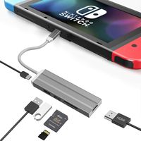 USB C Hub, 6-in-1 USB C Adapter for Nintendo Switch, 4K USB C to HDMI, USB 3.0 Ports 5Gbps Data Transfer, SD/TF Cards Reader, Pd Charging Port for MacBook/Pro and More Type C Laptops