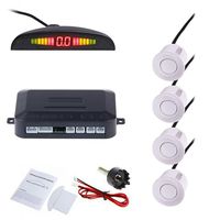 Tiemahun LED Parking Sensors Car Auto Vehicle Reverse Backup Radar System, Sound Warning, Water resistant anti-freeze, 22MM Diameter Sensor 2.3M Cable X68D (White)