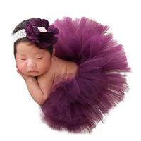 Sunbona Newborn Photography Props,Baby Girl Photo Prop Lace Tutu Skirt Dress Headband Outfit Clothes Set (D)