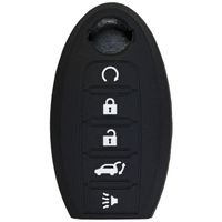 qualitykeylessplus Black Rubber Case Silicone Protective Cover for Nissan 5 Button Remotes with Free KEYTAG