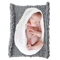 ICOSY Newborn Photography Props, Knit Baby Photo Blanket Rug Props Shoots Chunky Yarn Basket Filler Backdrop Photo Studio Posing Props (20"x20")