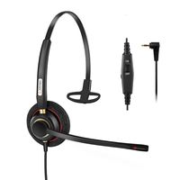 Arama 2.5mm Cordless Phone Headset Mono with Noise Cancelling Microphone Wired Phone Headset for Panasonic Jabra Cisco Polycom Zultys Gigaset DECT Polycom Grandstream (A800CP)